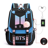 Kpop BTS Waterproof Backpack School Notebook Travel Bags USB Charging