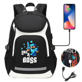 Minecraft Steve USB Charging Backpack School Notebook Travel Bags