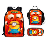 Minions & Monsters Backpack Schoolbag Lunch Bag Pencil Bag for Kids Students 3PCS