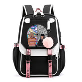 Wednesday Addams Waterproof Backpack School Notebook Travel Bags USB Charging