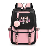 Blackpink Waterproof Backpack School Notebook Travel Bags USB Charging