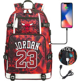 Chicago Basketball Bulls USB Charging Backpack School Notebook Travel Bags