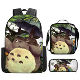 My Neighbor Totoro Full Printed Backpack Schoolbag Travel Notebook Bag Lunch Bag Pencil Bag for Kids Students 3PCS