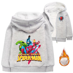Spiderman Superhero Sherpa Lined Hoodie Fleece Sweatshirt Full Zip Hooded Jacket for Kids