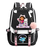 Gabbys Dollhouse Waterproof Backpack School Notebook Travel Bags USB Charging