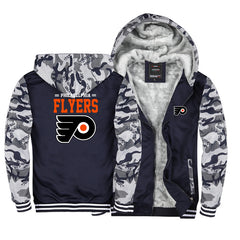 Philadelphia Flyers Hockey Team Unisex Lined Hoodie Fleece Sweatshirt Full Zipper Hooded Thicken Jacket