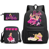 Pink Barbie Schoolbag Backpack Shoulder Bag Pencil Bag 3pcs set for Kids Students