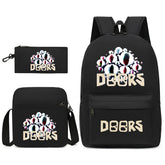 Roblox Doors Printed Schoolbag Backpack Shoulder Bag Pencil Bag 3pcs set for Kids Students