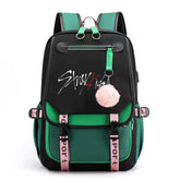 Stray Kids Waterproof Backpack School Notebook Travel Bags USB Charging
