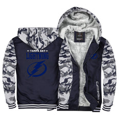 Tampa Bay Lightning Hockey Team Unisex Lined Hoodie Fleece Sweatshirt Full Zipper Hooded Thicken Jacket