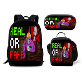 Gorilla Tag Backpack Schoolbag Lunch Bag Pencil Bag for Kids Students 3PCS