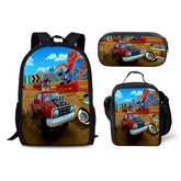 Beach Buggy Racing Backpack Schoolbag Lunch Bag Pencil Bag for Kids Students 3PCS
