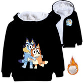Bluey Bingo Sherpa Lined Hoodie Fleece Sweatshirt Full Zip Hooded Jacket for Kids