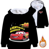 Cars Lightning Mcqueen Sherpa Lined Hoodie Fleece Sweatshirt Full Zip Hooded Jacket for Kids