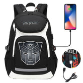 Transformers USB Charging Backpack School Notebook Travel Bags