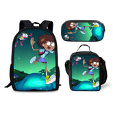 Amphibia Season 2 Backpack Schoolbag Lunch Bag Pencil Bag for Kids Students 3PCS