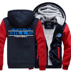 Buffalo Football Team Bills Unisex Lined Hoodie Fleece Sweatshirt Full Zipper Hooded Thicken Jacket