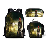 Pirates of the Caribbean Backpack Schoolbag Lunch Bag Pencil Bag for Kids Students 3PCS