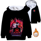 Spider Man Across the Spider Verse Miles Morales Sherpa Lined Hoodie Fleece Sweatshirt Full Zip Hooded Jacket for Kids