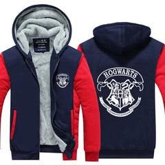 Hogwarts Unisex Lined Hoodie Fleece Sweatshirt Full Zipper Hooded Thicken Jacket