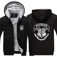 Hogwarts Unisex Lined Hoodie Fleece Sweatshirt Full Zipper Hooded Thicken Jacket