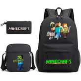 Game Minecraft Schoolbag Backpack Shoulder Bag Pencil Case set for Kids Students