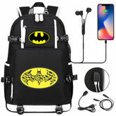 The Dark Knight Batman USB Charging Backpack School NoteBook Laptop Travel Bags