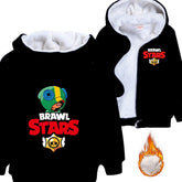 Brawl Stars Sherpa Lined Hoodie Fleece Sweatshirt Full Zip Hooded Jacket for Kids
