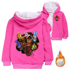 Five Nights at Freddys Sherpa Lined Hoodie Fleece Sweatshirt Full Zip Hooded Jacket for Kids