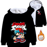 Friday Night Funkin Sherpa Lined Hoodie Fleece Sweatshirt Full Zip Hooded Jacket for Kids