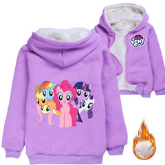 My Little Pony Sherpa Lined Hoodie Fleece Sweatshirt Full Zip Hooded Jacket for Kids