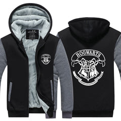 Hogwarts Unisex Lined Hoodie Fleece Sweatshirt Full Zipper Hooded Thicken Jacket