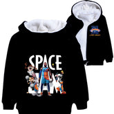 Space Jam Sherpa Lined Hoodie Fleece Sweatshirt Full Zip Jacket for Kids