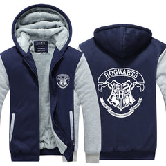 Hogwarts Unisex Lined Hoodie Fleece Sweatshirt Full Zipper Hooded Thicken Jacket