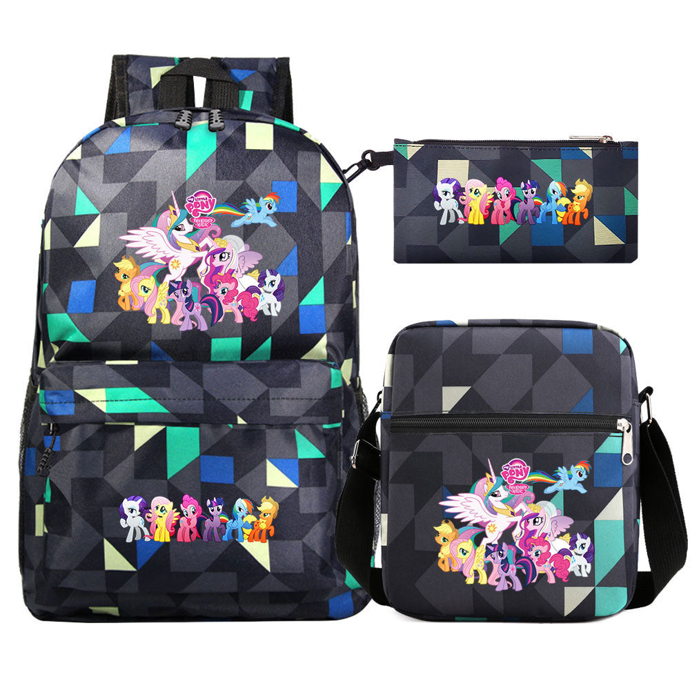 My Little Pony Schoolbag Backpack Shoulder Bag Pencil Bag 3pcs set for Kids Students