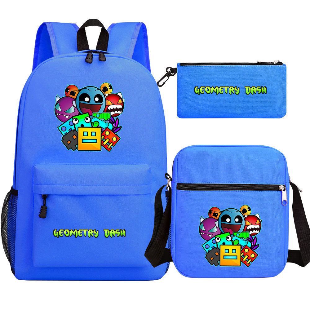 Geometry Dash Schoolbag Backpack Shoulder Bag Pencil Case set for Kids Students