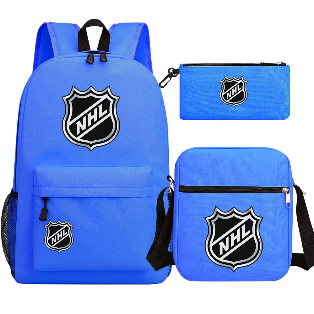 Hockey Team  Printed Schoolbag Backpack Shoulder Bag Pencil Bag 3pcs set for Kids Students