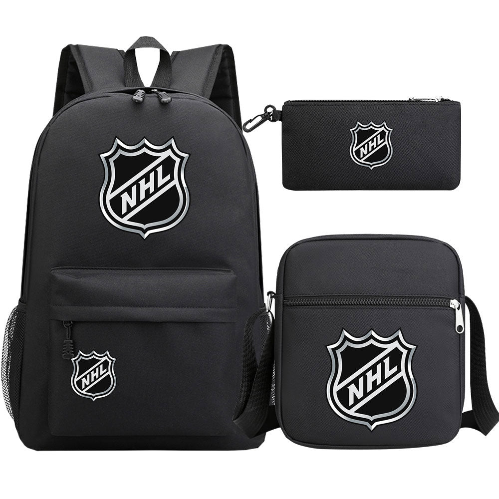 Hockey Team  Printed Schoolbag Backpack Shoulder Bag Pencil Bag 3pcs set for Kids Students