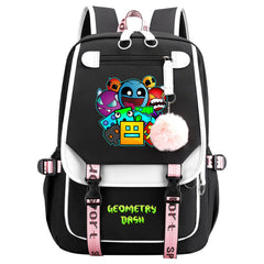 Geometry Dash Waterproof Backpack School Notebook Travel Bags USB Charging