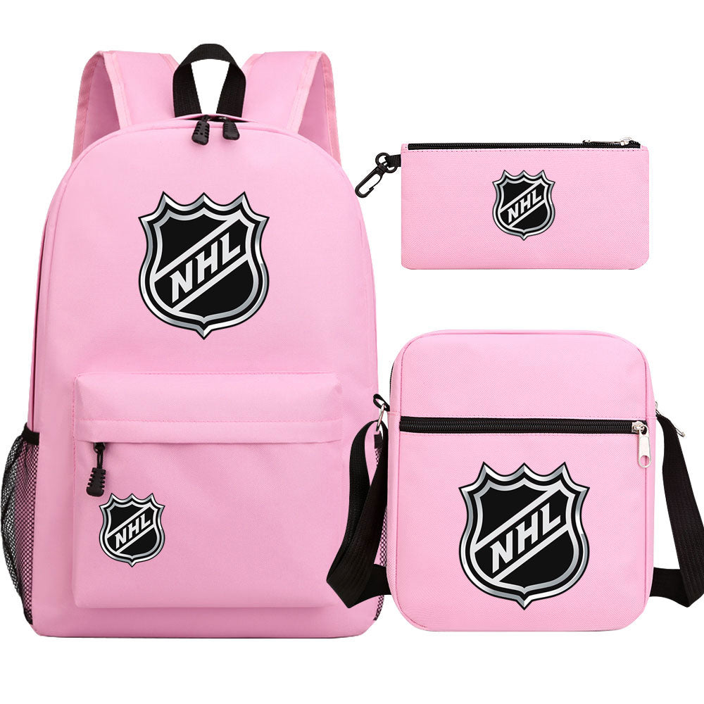 Hockey Team  Printed Schoolbag Backpack Shoulder Bag Pencil Bag 3pcs set for Kids Students