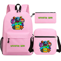 Geometry Dash Schoolbag Backpack Shoulder Bag Pencil Case set for Kids Students