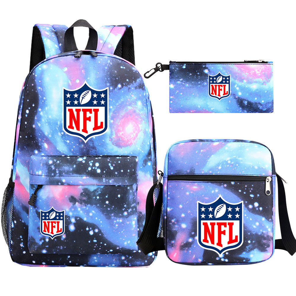 Football Team League Printed Schoolbag Backpack Shoulder Bag Pencil Bag 3pcs set for Kids Students