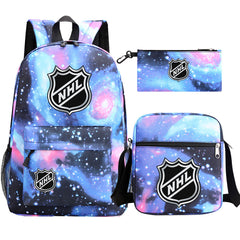 Hockey Team  Printed Schoolbag Backpack Shoulder Bag Pencil Bag 3pcs set for Kids Students