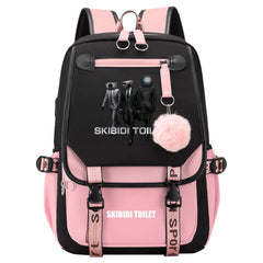 Skibidi Toilet Waterproof Backpack School Notebook Travel Bags USB Charging