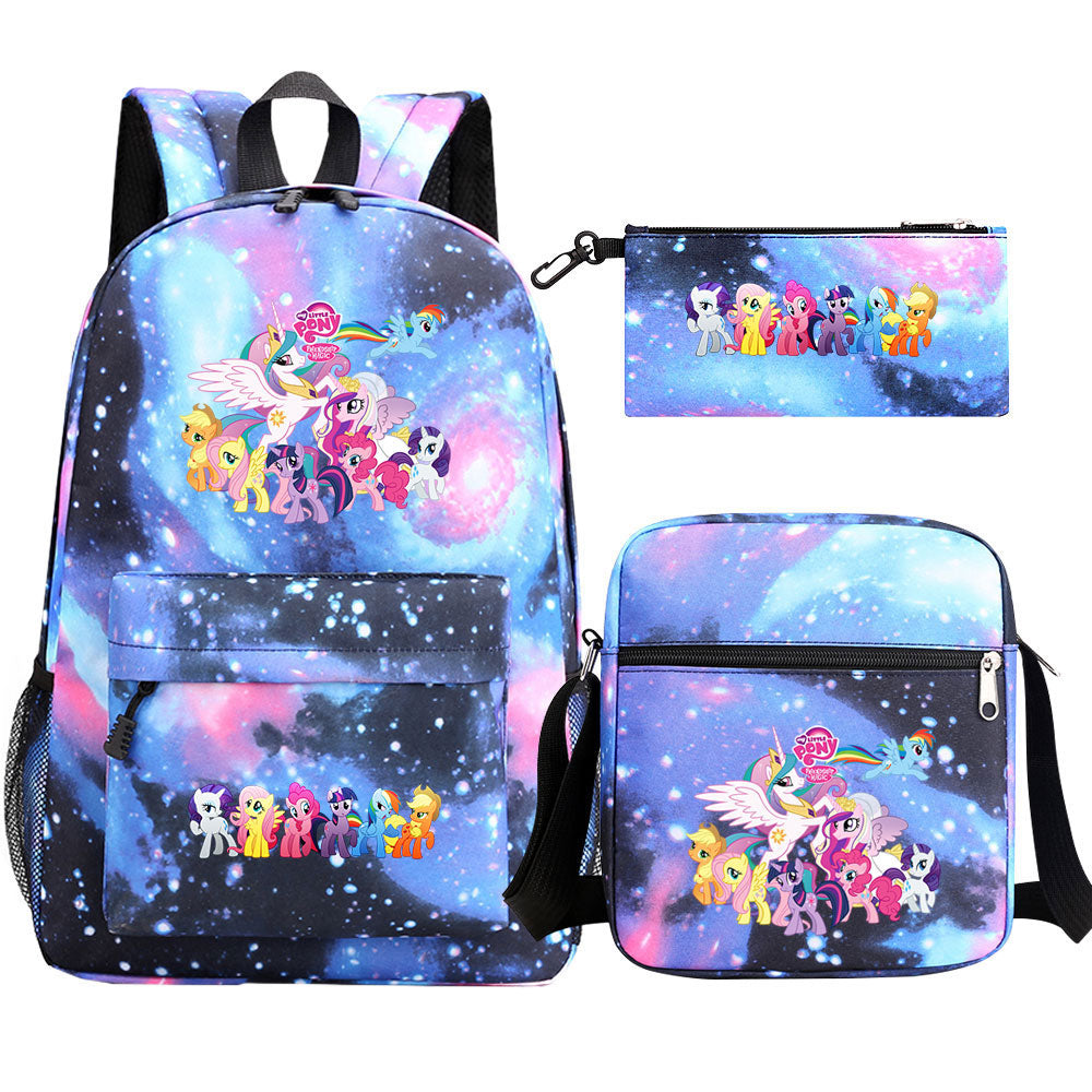 My Little Pony Schoolbag Backpack Shoulder Bag Pencil Bag 3pcs set for Kids Students