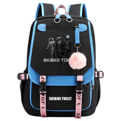 Skibidi Toilet Waterproof Backpack School Notebook Travel Bags USB Charging