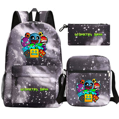 Geometry Dash Schoolbag Backpack Shoulder Bag Pencil Case set for Kids Students