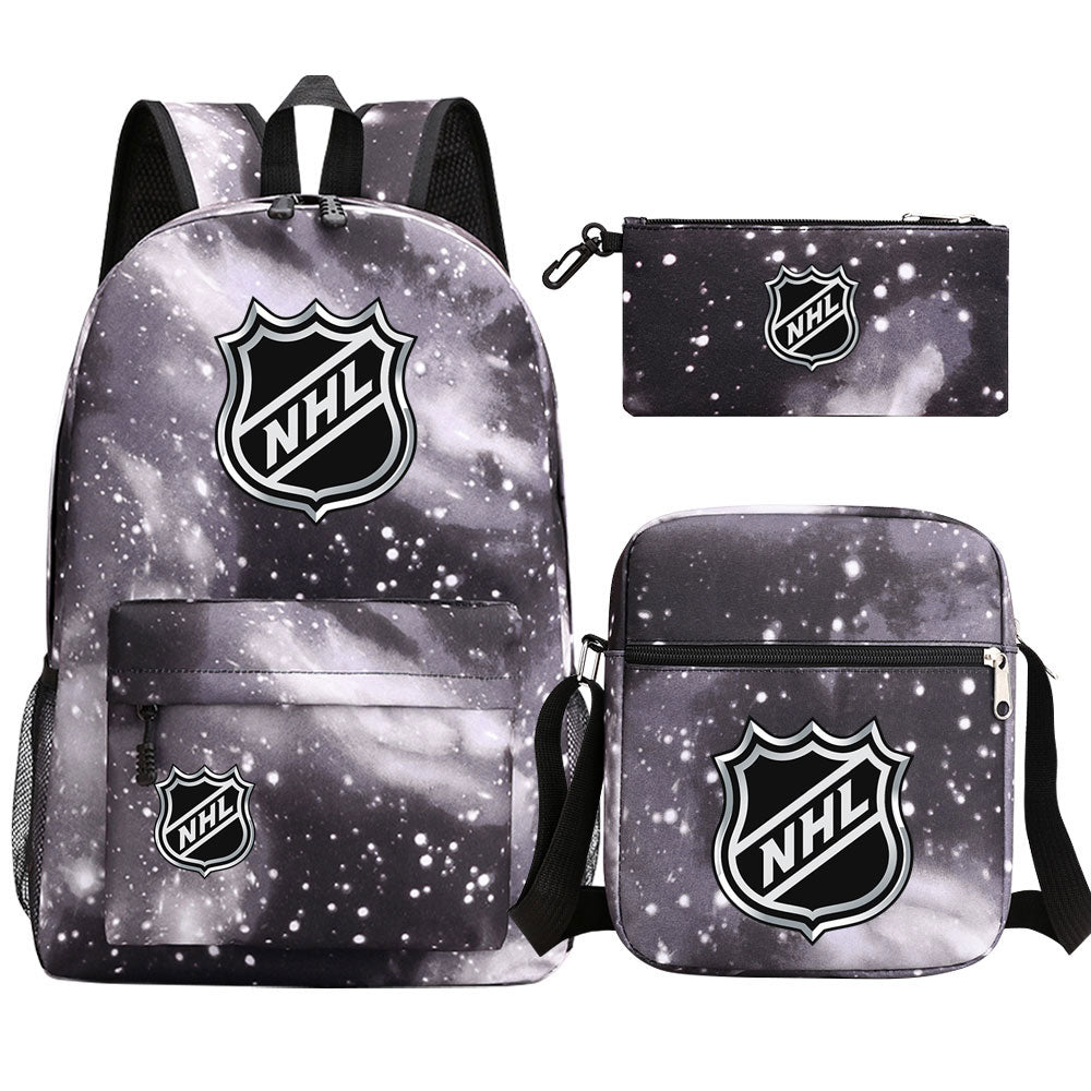 Hockey Team  Printed Schoolbag Backpack Shoulder Bag Pencil Bag 3pcs set for Kids Students