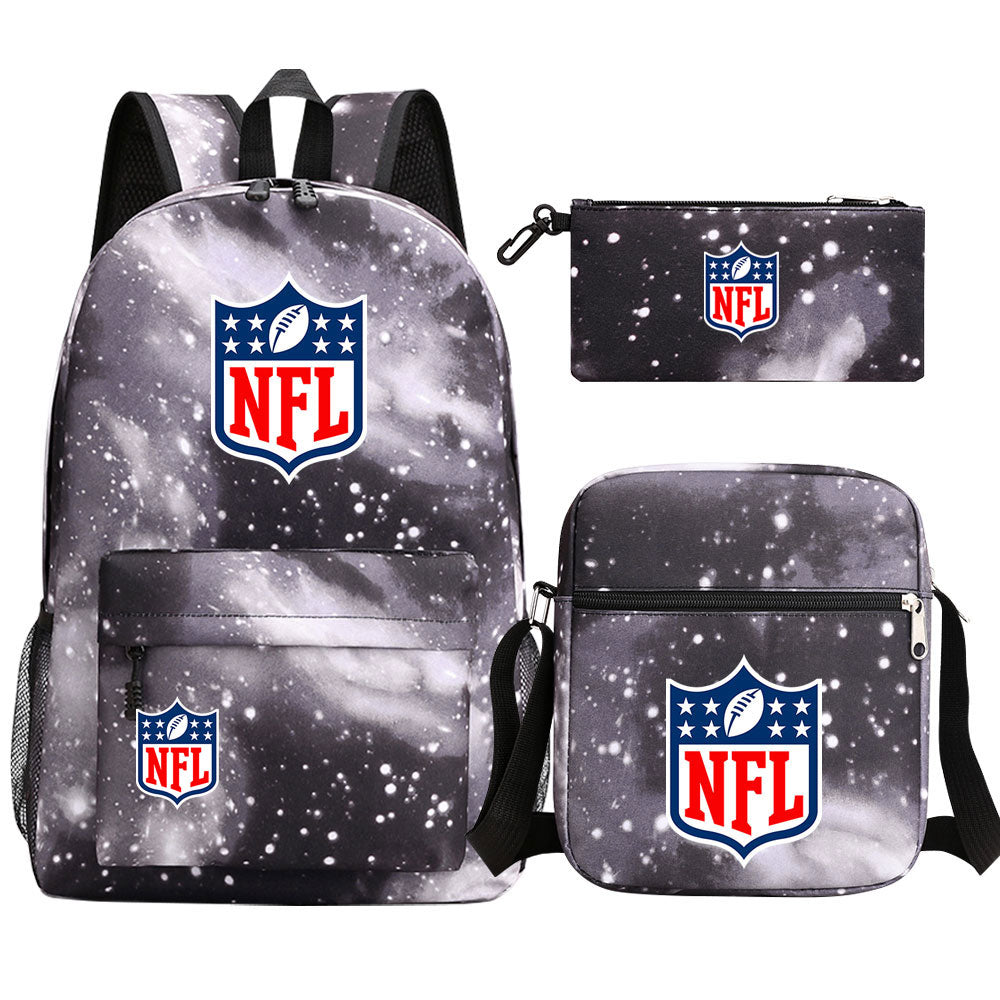 Football Team League Printed Schoolbag Backpack Shoulder Bag Pencil Bag 3pcs set for Kids Students