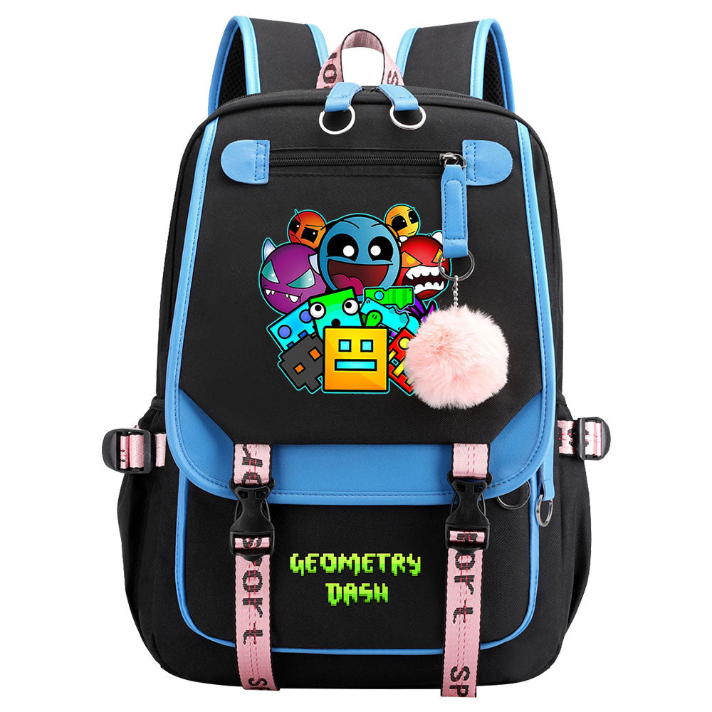 Geometry Dash Waterproof Backpack School Notebook Travel Bags USB Charging